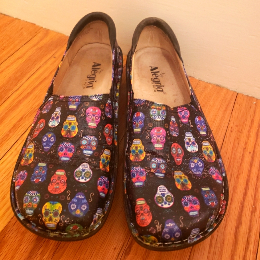 Alegria Debra Sugar Skull Slip Ons